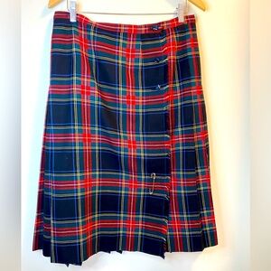 Vintage Pure Virgin Wool Plaid Tartan Women’s Skirt by Aljean of Canada size 14